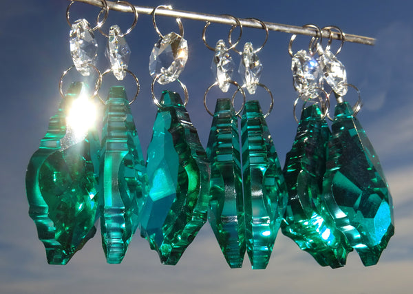 12 Peacock Green Leaf 50 mm 2" Chandelier Crystals Drops Beads Droplets Christmas Wedding Decorations 6