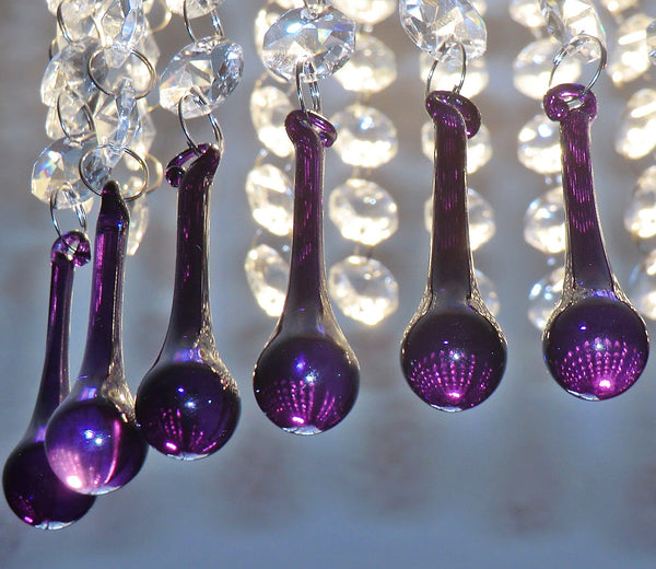 12 Purple Orbs 53mm 2" Chandelier Crystals Droplets Beads Light Droplets Christmas Tree Decorations 12