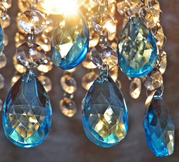 12 Teal Blue Oval 37 mm 1.5" Chandelier Crystals Drops Beads Droplets Christmas Decorations 10