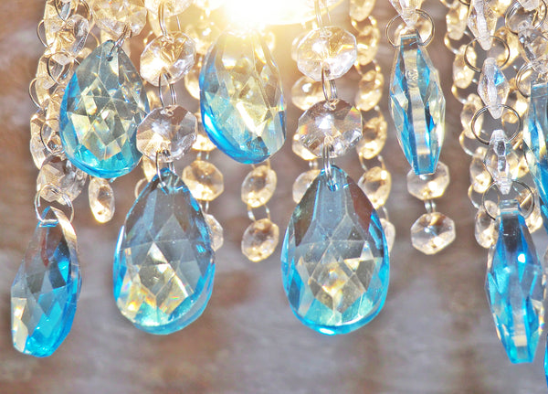 12 Teal Blue Oval 37 mm 1.5" Chandelier Crystals Drops Beads Droplets Christmas Decorations 5