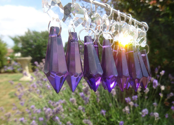 Purple Cut Glass Torpedo 37 mm 1.5" Chandelier Crystals Drops Beads Droplets Light Parts 10