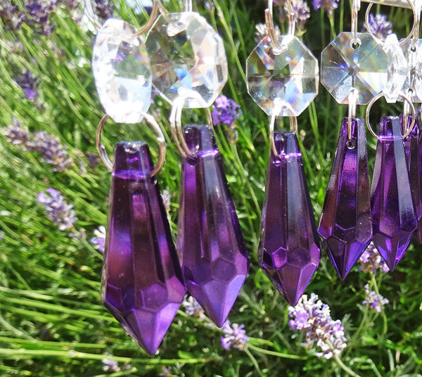 Purple Cut Glass Torpedo 37 mm 1.5" Chandelier Crystals Drops Beads Droplets Light Parts 11