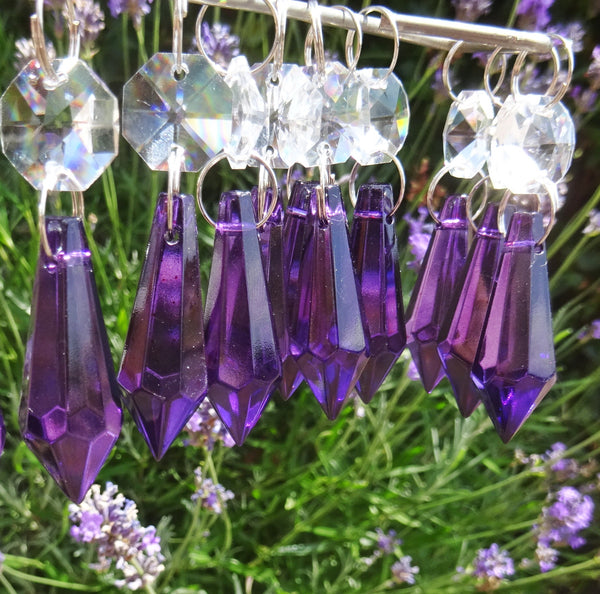 12 Purple Torpedo 37 mm 1.5" Chandelier Crystals Drops Beads Droplets Christmas Decorations 11