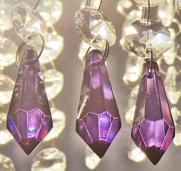 Purple Cut Glass Torpedo 37 mm 1.5" Chandelier Crystals Drops Beads Droplets Light Parts 12