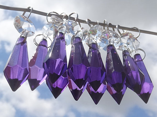 12 Purple Torpedo 37 mm 1.5" Chandelier Crystals Drops Beads Droplets Christmas Decorations 1