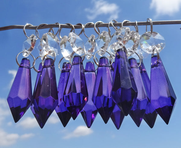 12 Purple Torpedo 37 mm 1.5" Chandelier Crystals Drops Beads Droplets Christmas Decorations 7