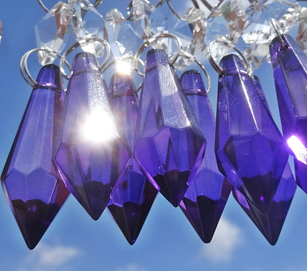 12 Purple Torpedo 37 mm 1.5" Chandelier Crystals Drops Beads Droplets Christmas Decorations 9