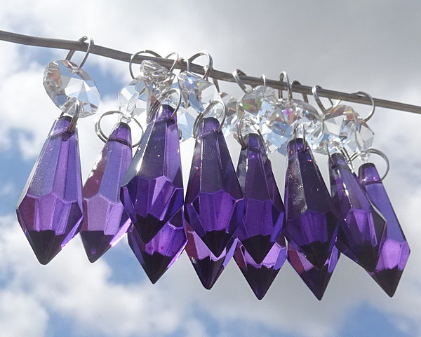Purple Cut Glass Torpedo 37 mm 1.5" Chandelier Crystals Drops Beads Droplets Light Parts 9