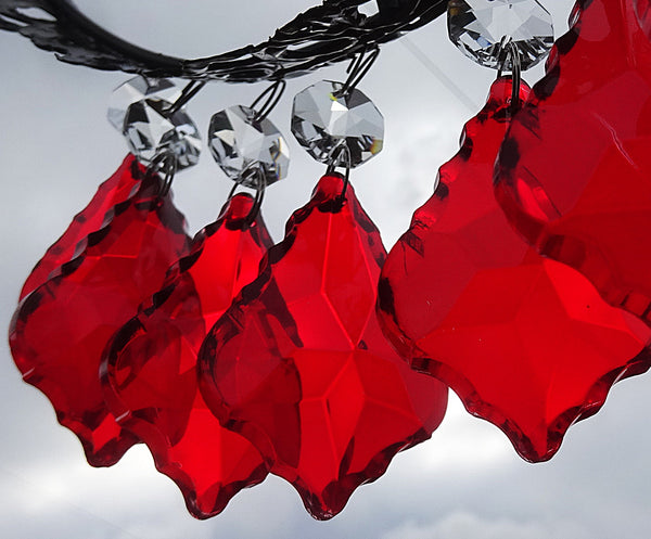 20 Red Chandelier Drops Beads Droplets Cut Glass Crystals Prisms Lamp Light Parts 5