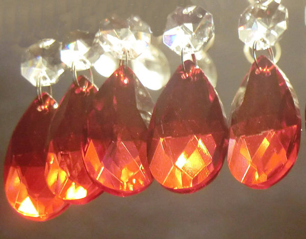 Red Cut Glass Oval 37 mm 1.5" Chandelier Crystals Drops Beads Droplets Light Lamp Parts 7