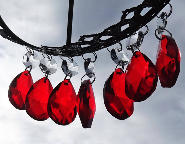 Red Cut Glass Oval 37 mm 1.5" Chandelier Crystals Drops Beads Droplets Light Lamp Parts 10