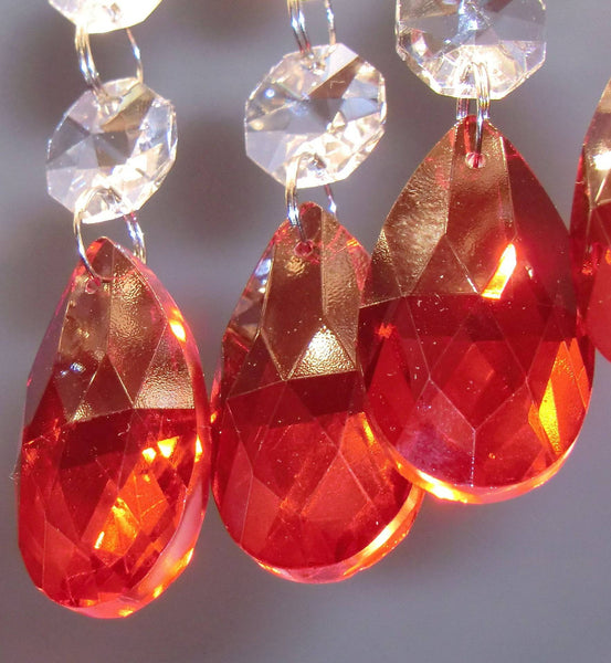 Red Cut Glass Oval 37 mm 1.5" Chandelier Crystals Drops Beads Droplets Light Lamp Parts 3