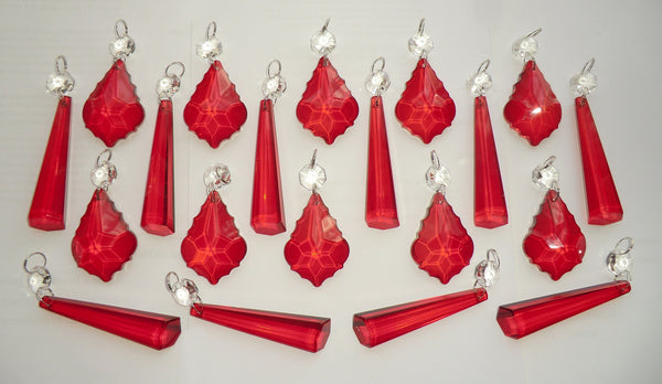 20 Traditional Red Chandelier Drops Beads Droplets Mix Cut Glass Crystals Hanging Prisms 3