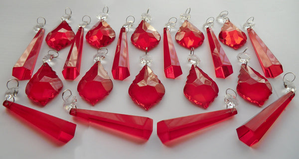20 Traditional Red Chandelier Drops Beads Droplets Mix Cut Glass Crystals Hanging Prisms 6