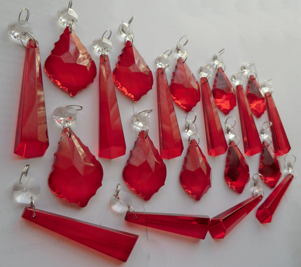 20 Traditional Red Chandelier Drops Beads Droplets Mix Cut Glass Crystals Hanging Prisms 2