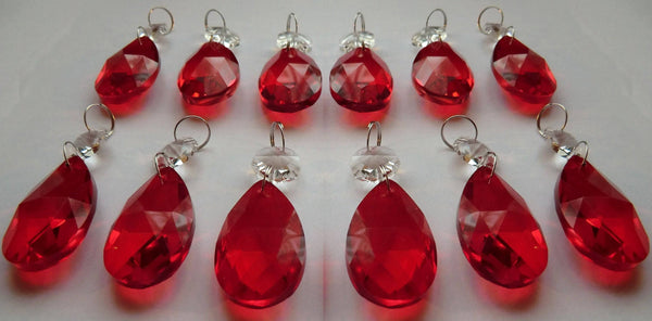 12 Red Oval 37 mm 1.5" Chandelier Crystals Drops Beads Droplets Christmas Wedding Decorations 10