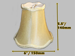 Sand Gold Scallop Clip On Bulb Candle Lampshade 6' for Chandelier or Light Fitting or Wall Lamp Shade Retro