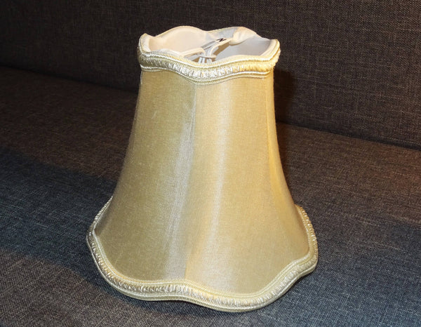 Sand Light Gold Scallop Clip On Bulb Candle Lampshade 6' Diameter Chandelier Shade Retro 3