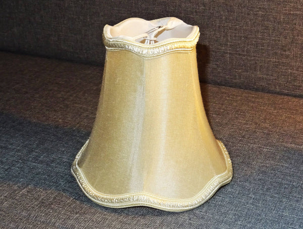 Sand Light Gold Scallop Clip On Bulb Candle Lampshade 6' Diameter Chandelier Shade Retro 8