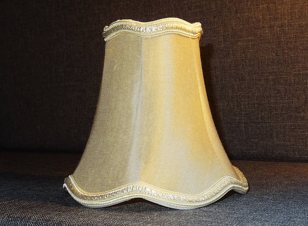Sand Light Gold Scallop Clip On Bulb Candle Lampshade 6' Diameter Chandelier Shade Retro 5