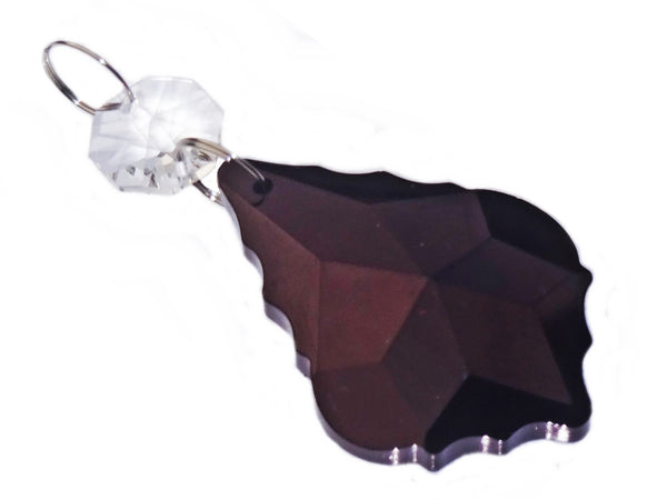 Black Cut Glass Leaf 50 mm 2" Chandelier Crystals Drops Beads Droplets Lamp Light Parts 2