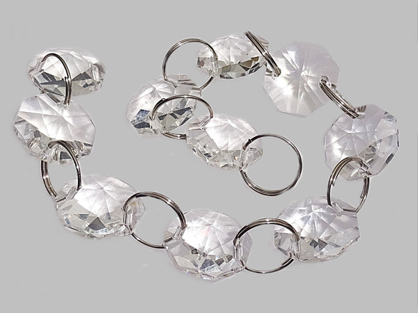 1 Strand 16mm Octagon Clear Transparent Chandelier Drops Cut Glass Crystals Garlands Beads Droplets - Seear Lights