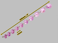 1 Strand 14 mm Pastel Pink Octagon Chandelier Drops Cut Glass Crystals Garlands Beads Droplets Parts