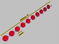 1 Strand 14mm Red Octagon Chandelier Drops Cut Glass Crystals Garlands Beads Droplets Light Parts